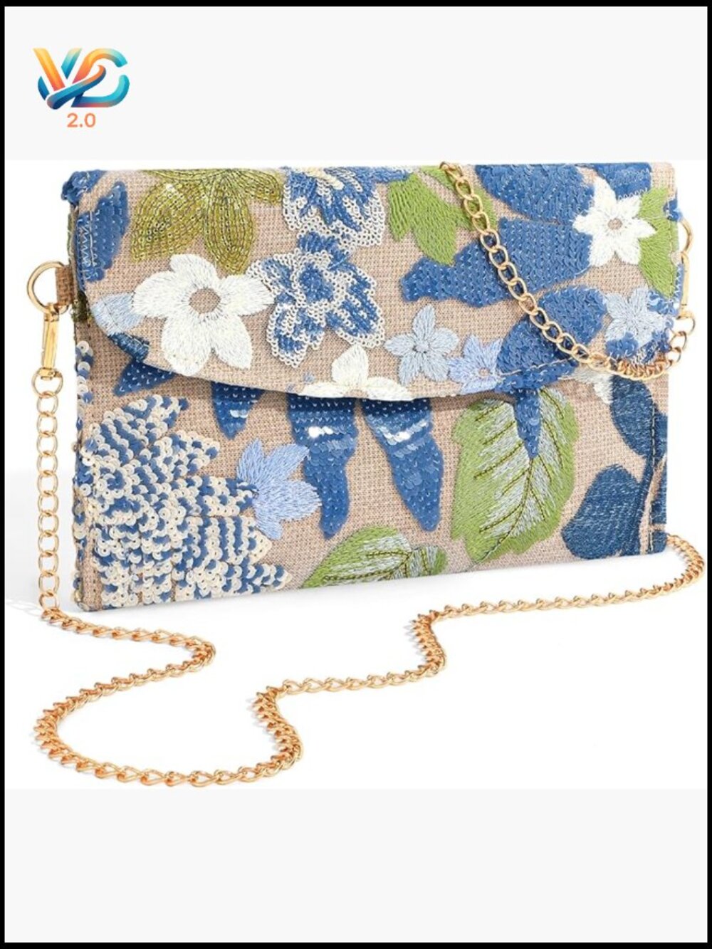 Floral Beaded Clutch Embroidered Sequin Evening Bag Purse Wristlet